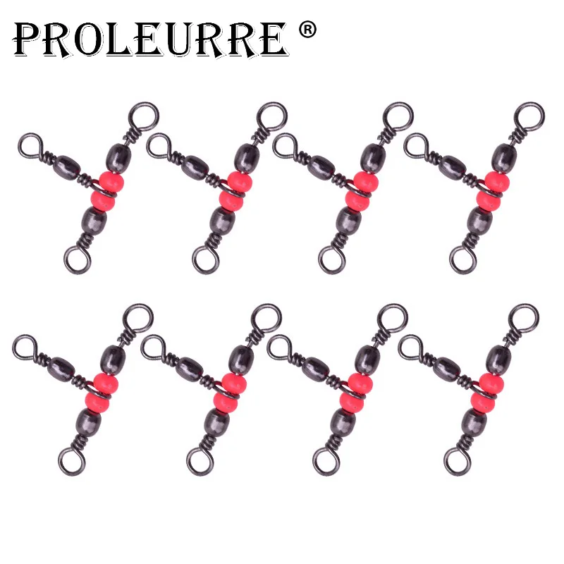 10Pcs/lot Solid Ring Fishing Tackle Accessory equipment Fishing Rolling Triple Swivels Bearing Connector Fish Hooks