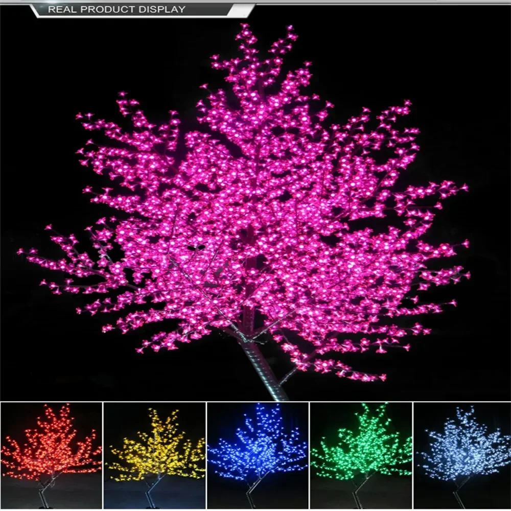 Cherry Blossom Tree Light, LED Bulbs, Rainproof Outdoor Usage, 7 Colors, 2m Height, 110, 220VAC, 1152Pcs