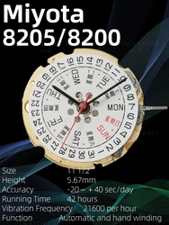 × New Miyota 8205 Watch Movement 8200 Mouvement Automatic Movement 3 Hands Date At 3:00 Watch Parts