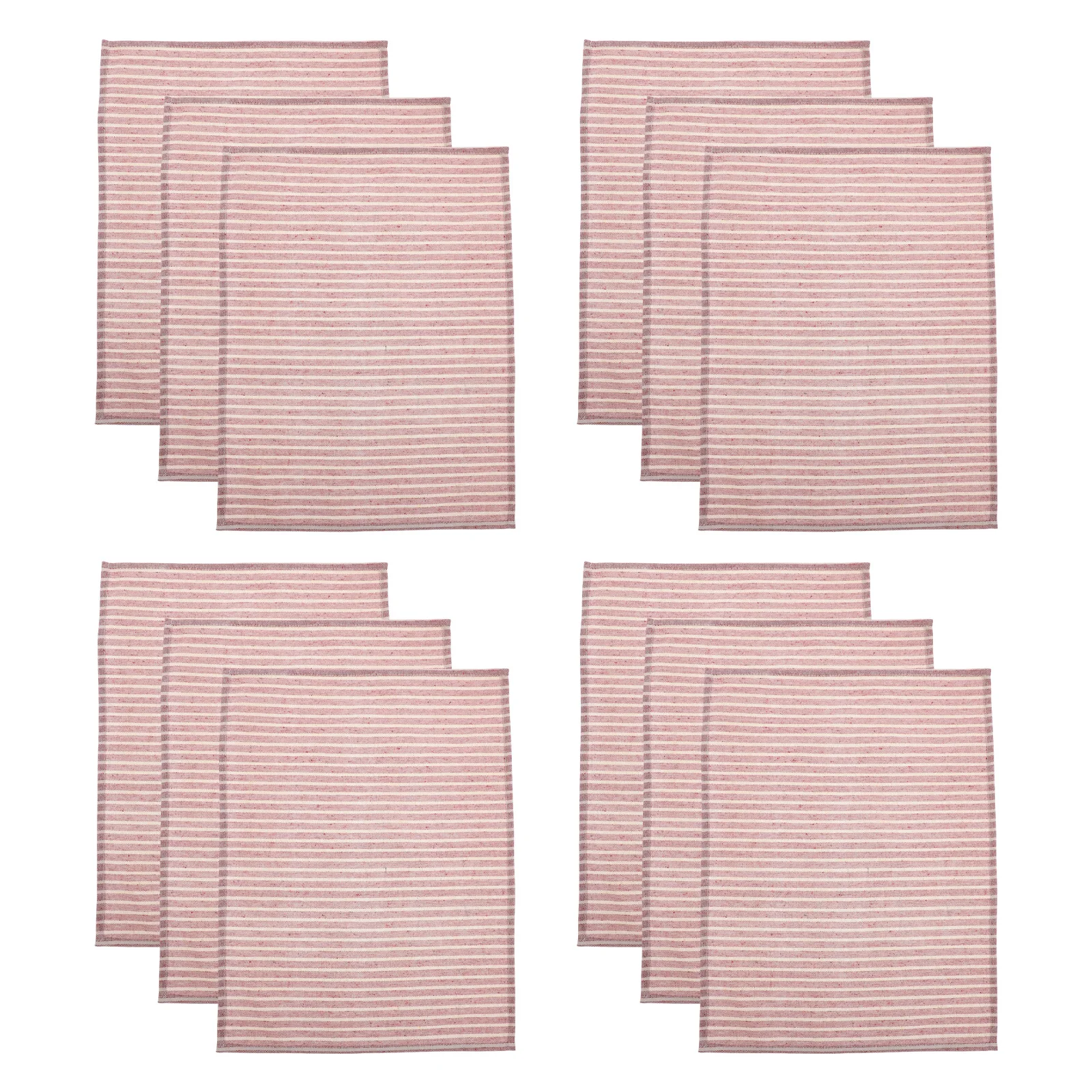 

12 Pcs Linen Cotton Napkins Reusable Heat Insulation Table Cloth Dining Holiday Party Trendy Fabric Bulk Stripe