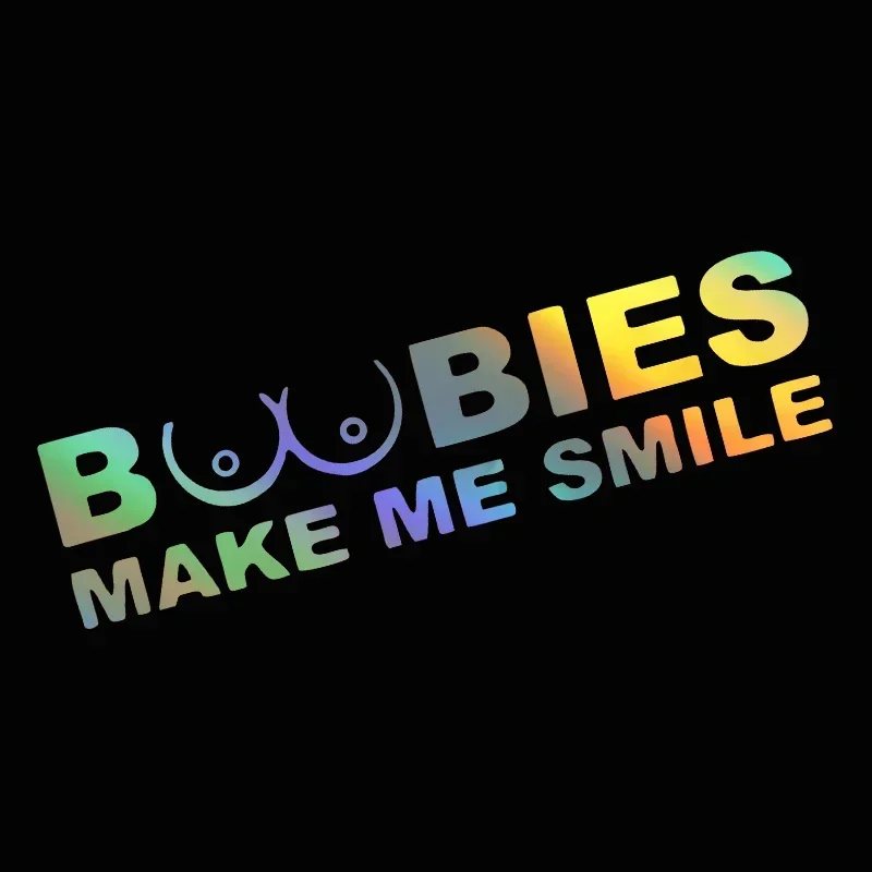 Car Sticker Funny BOOBIES MAKE ME SMILE Car Window Sticker Waterproof Reflective Sticker Car Accessories Decor,20CM