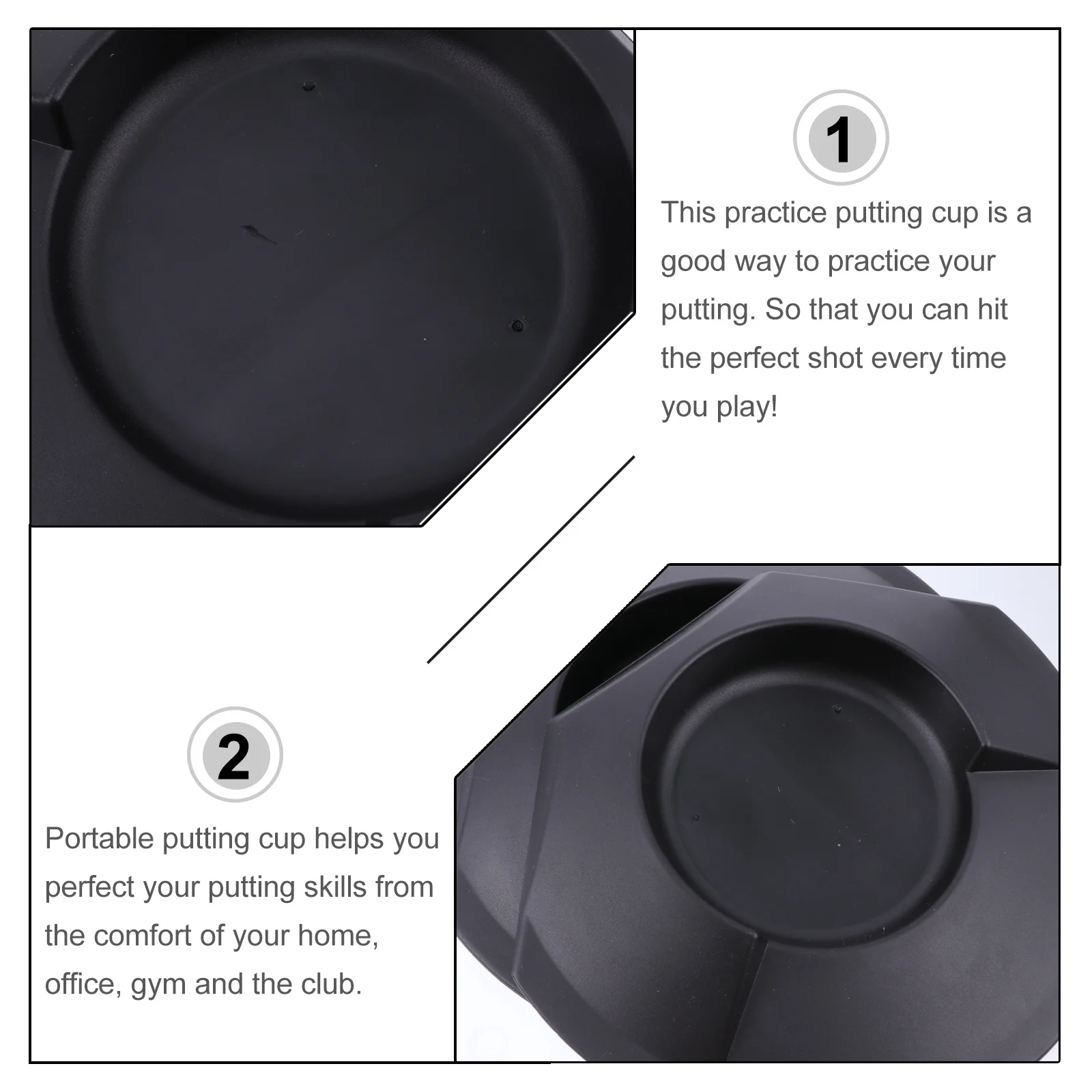 

3Pcs Golf Putter Cups Portable Putting Practice Aid Home Office Golfing Training Equipment Black