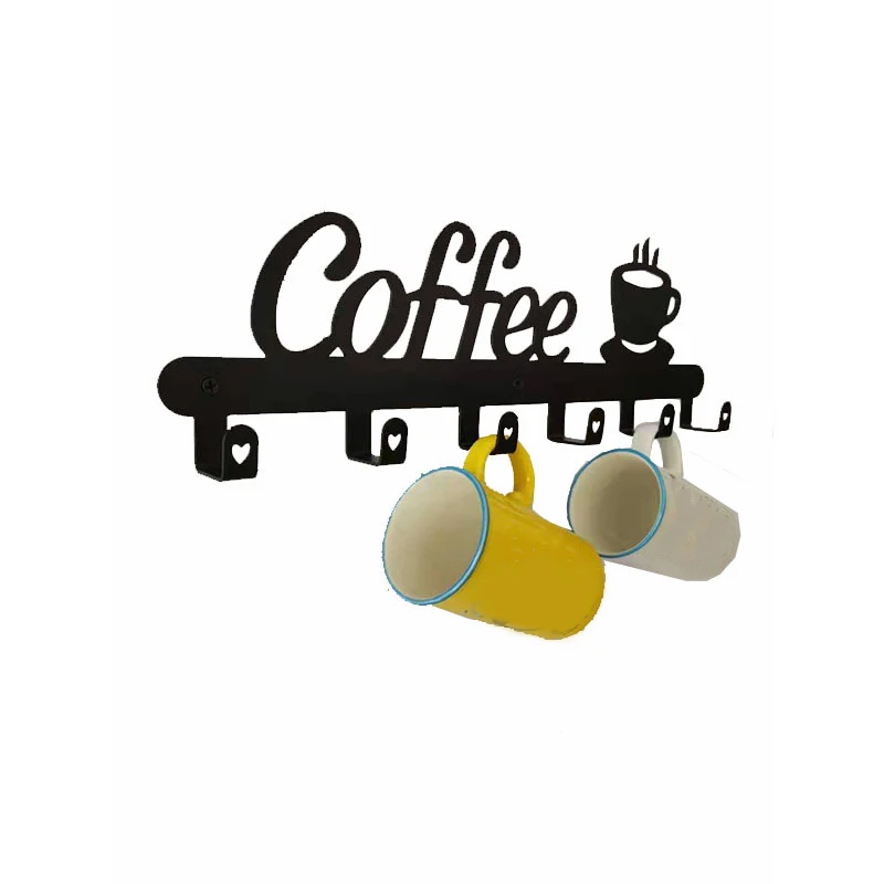 Coffee Mug Holder Wall Mounted,Coffee Bar Decor Sign,Coffee Cup Rack Holds,Coffee Sign Mug Hanger,Coffee Mug Rack