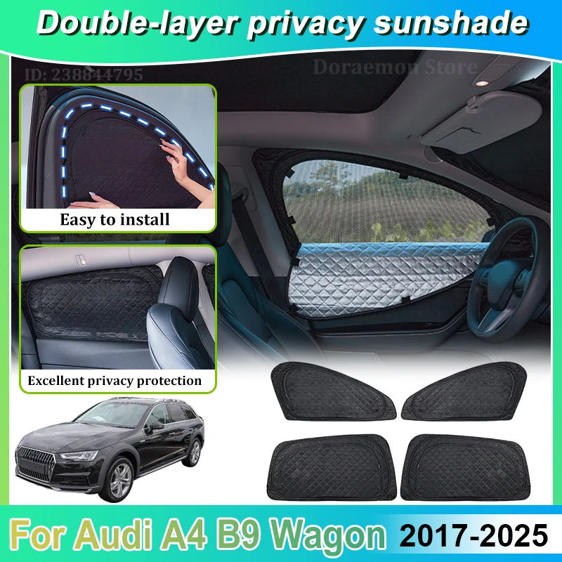 Sun Shades For Audi A4 B9 Accessories Station Wagon 2017~2025 Car Double Layer Mesh Camping Sunshades Window Privacy Visor Parts