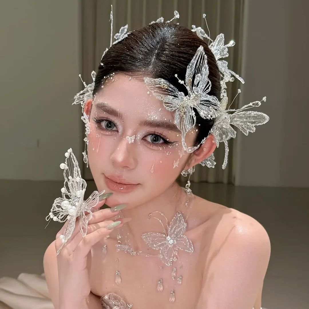 Dream Butterfly Hair Bridal Headgear Fairy Mori Photography Hairpin Niche Design Wedding Accessories