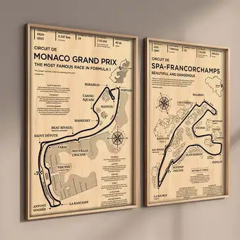 F1 Formule Racer plakát estetika závodní Monako Grand Prix okruh trať nástěnné umění nástěnná malba domácí dekorace pokoje vintage plátno malba 10 nejlepší prodej okruh v Monaku - №4