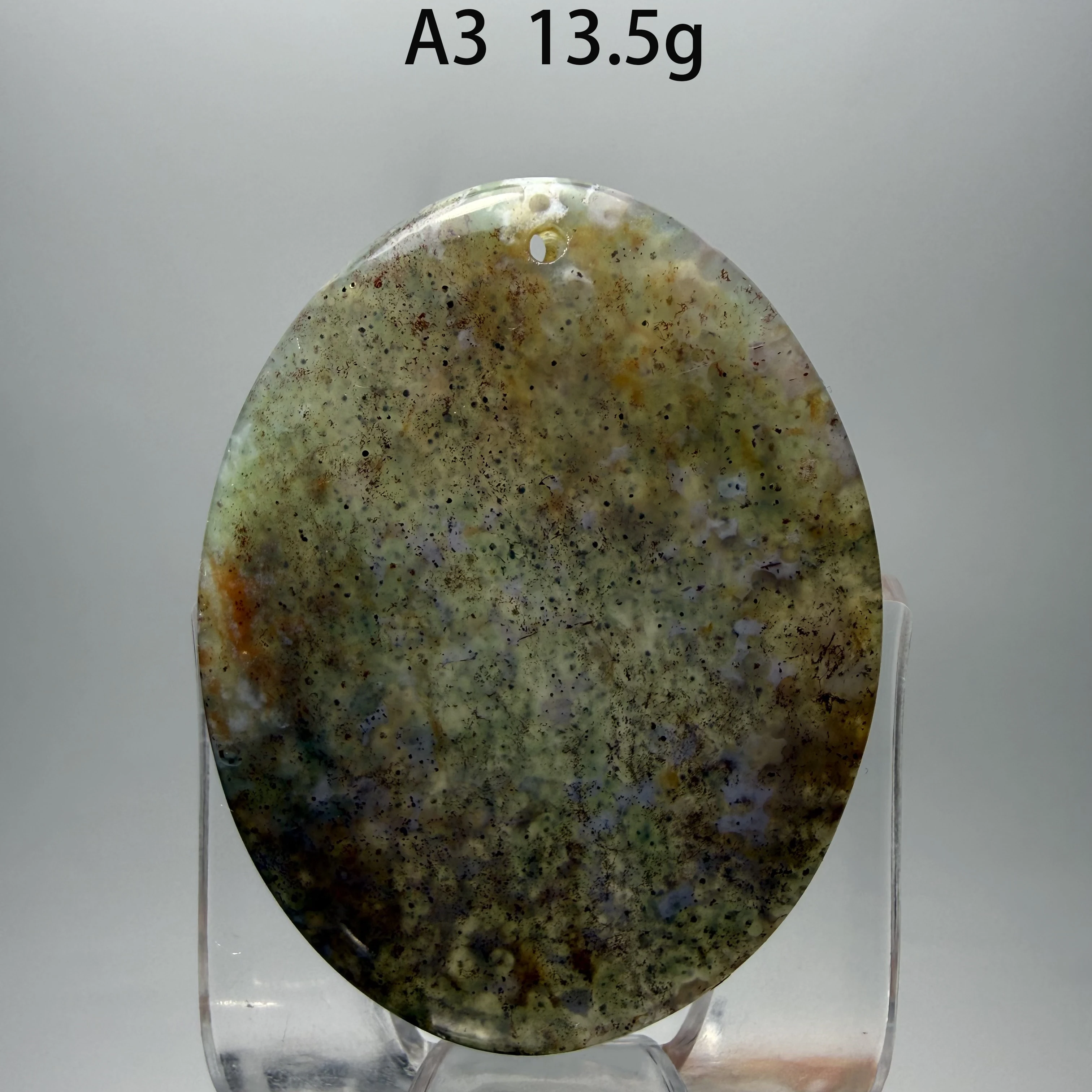 Natural Crystal Moss Agate, oval shape, Healing Gemstone, Reiki Energy Accessory, Home Decorations, GiftA4-4-21