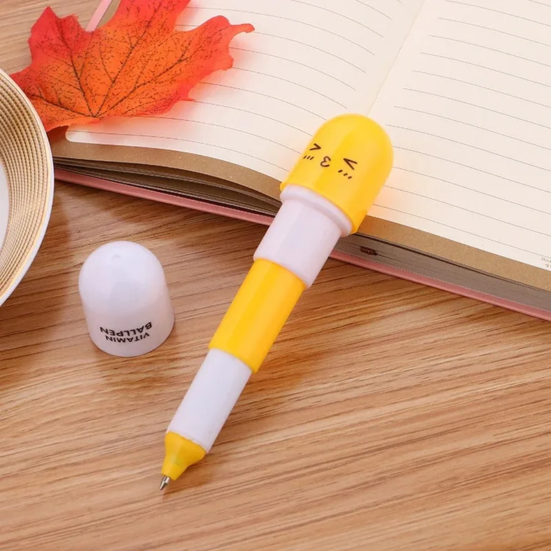 10PCS Creative Pill Pen Student Stationery Ballpoint Pen Pill Capsule Styling Telescopic Pen Fun Prizes