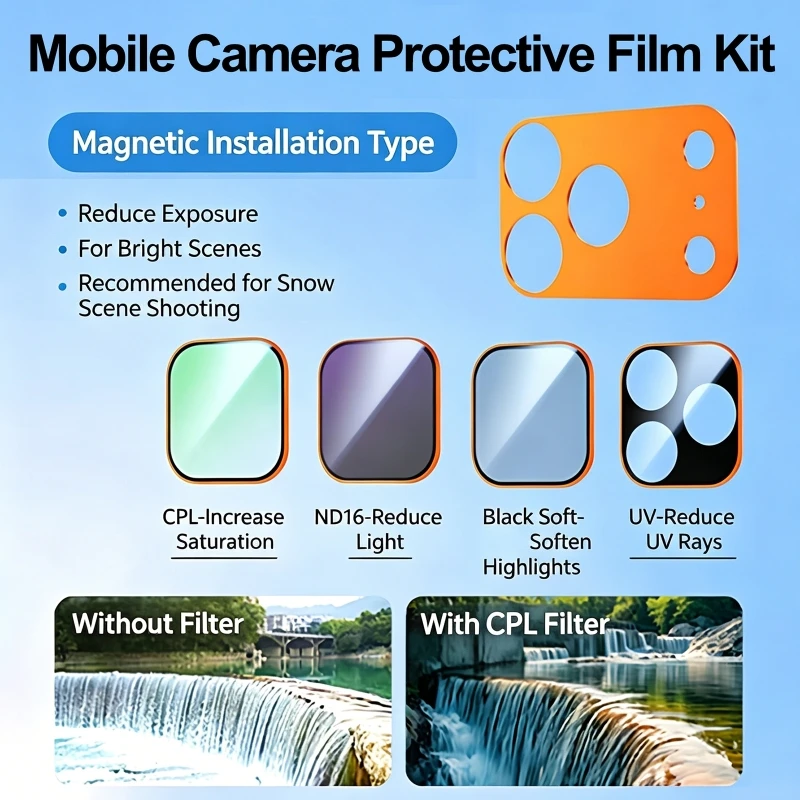 UV for Magnetic Filter Camera Lens Protector Case for IPhone 14-17 Pro Max CPL+ND Full Cover Anti-glare Metal Film UV Filters view 2
