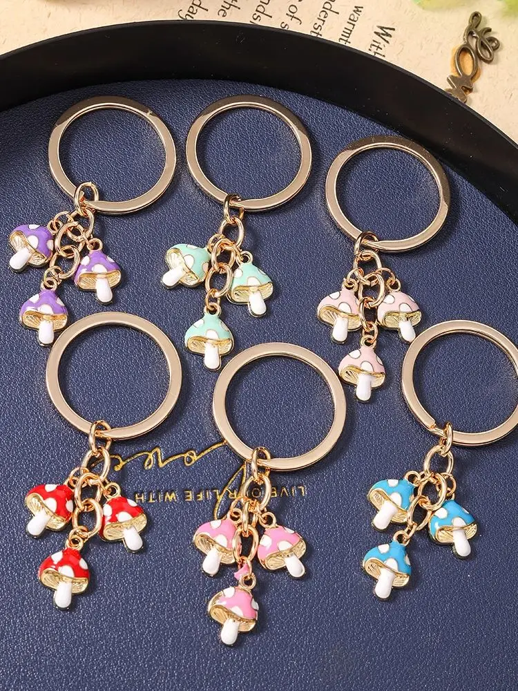 Aihua Niedlicher Pilz-Schlüsselanhänger, vergoldeter Pilz-Schlüsselring für Damen und Herren, Handtaschenanhänger, handgefertigter Schmuck, Geschenke – Detail 2