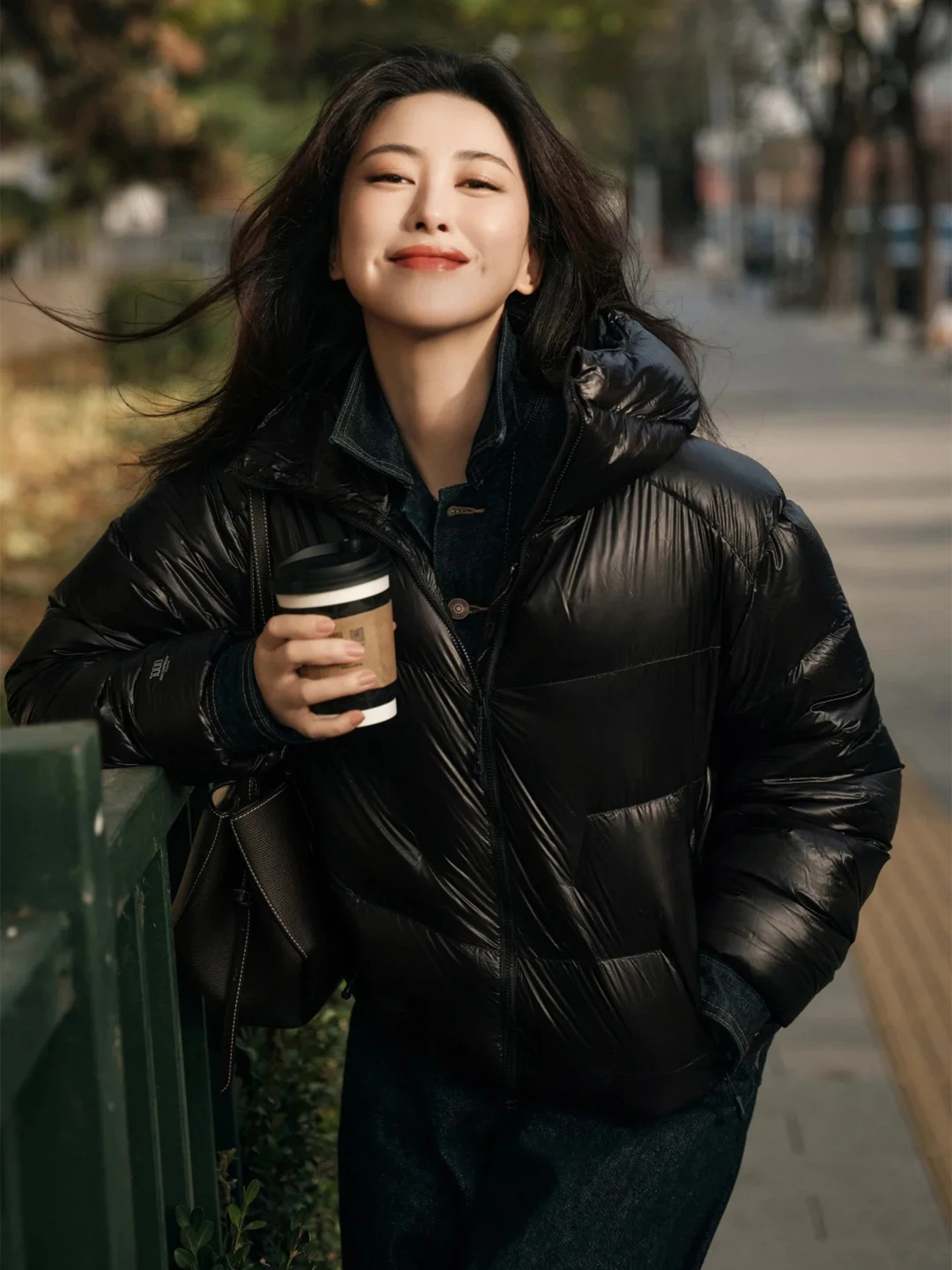 

Faionable ort Puffer Jaet Women's Cotton down Coat Bread Sle Celebri Inspired Winter Outerwear Straight Cut Zipper