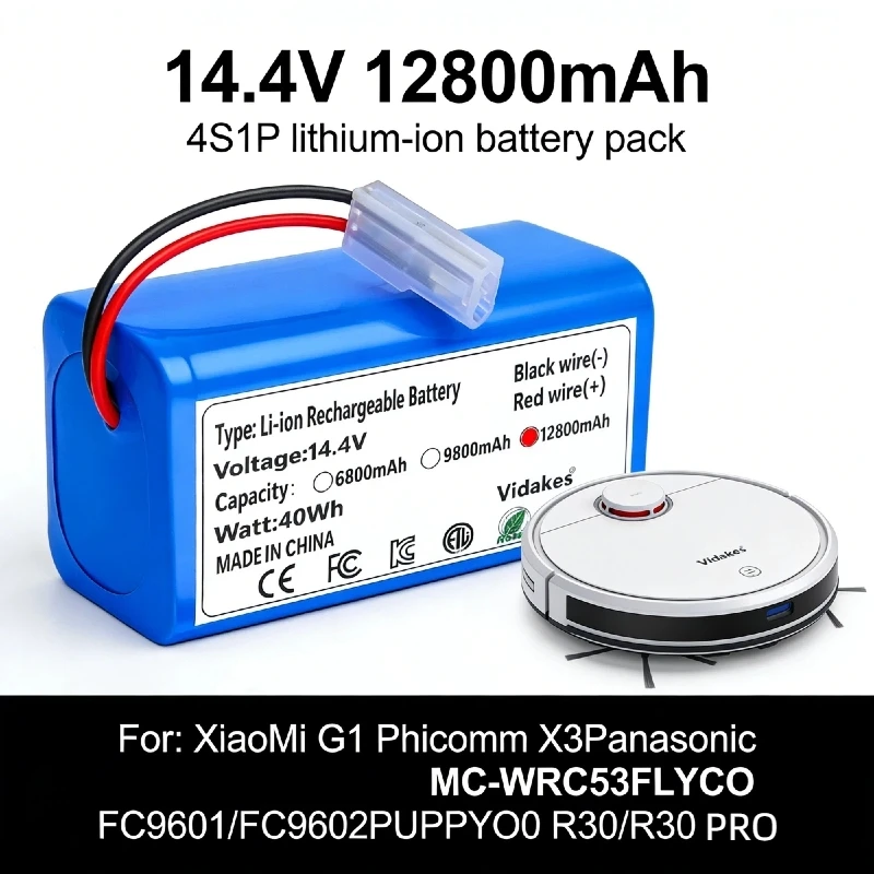 

Новый литий-ионный аккумулятор 4S1P 14,4 В 6800 мАч, для XIAOMI MIJIA Mi Robot Vacuum-Mop Essential G1 MJSTG1, SKV4136GL H18650CH R30 R35 ☽