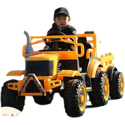 Children's large-sized tractor can seat people, electric bucket with remote control, off-road two person toy excavator