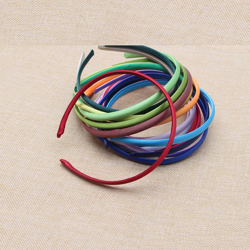 

34Pcs Candy Color Satin Headbands Wide Flexible Fabric Covered Hair Bands for Women Stylish Hair Accessories Women Headband