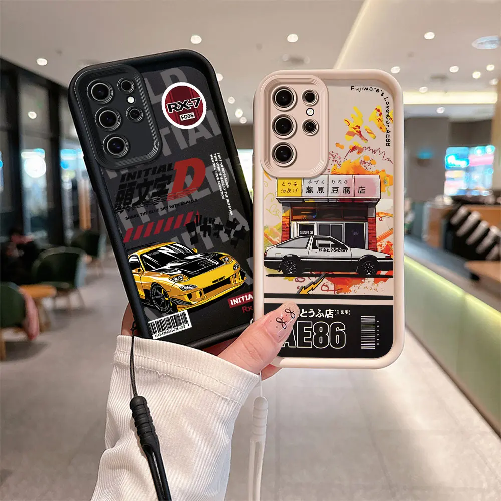 

Anime Initial D AE86 Phone Case For Xiaomi Redmi 9A 9C 10 10C 12 12C K40 K50 Note 9 10 11 12 12S 13 Pro 5G Cover With Hand Strap