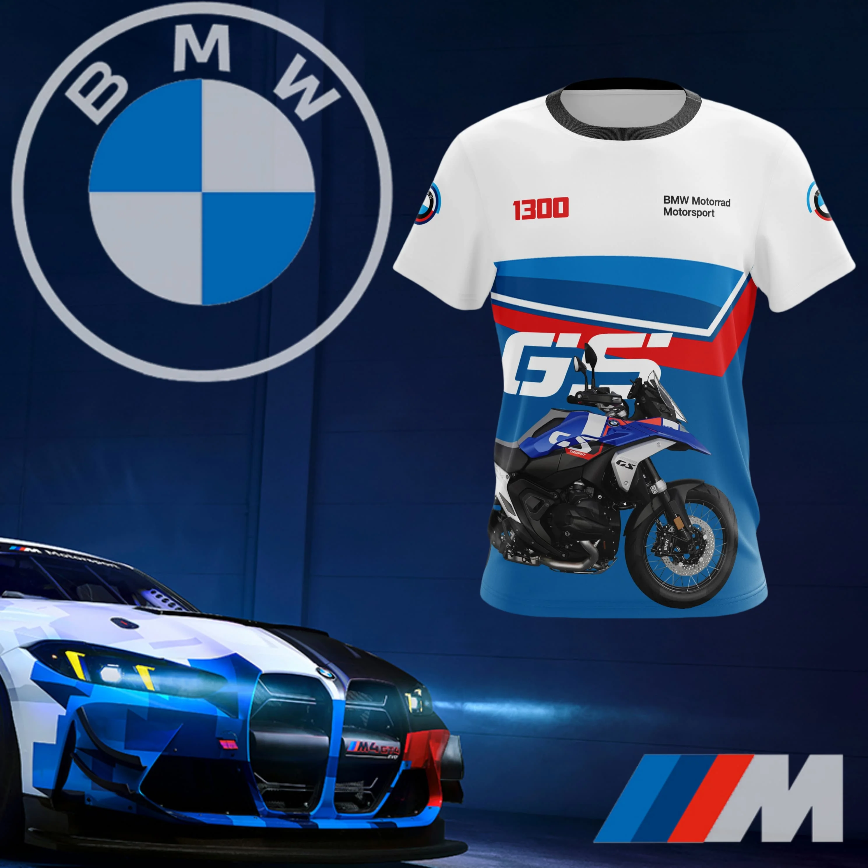 

New BMW R1300 GS Trophy Quick-Drying T-Shirt High Quality Sports Casual Cycling Short Sleeve Men's Loose Sports T-Shirt