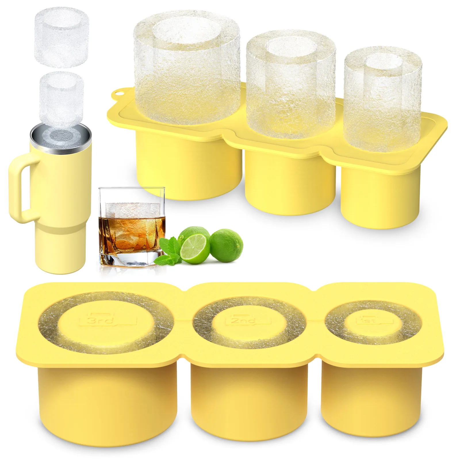 

Ice Cube Tray for Stanley 30/40 Oz Tumbler Cups Silicone Ice Cube Molds with Lid for Water Mug Easy Fill and Release Ice Maker