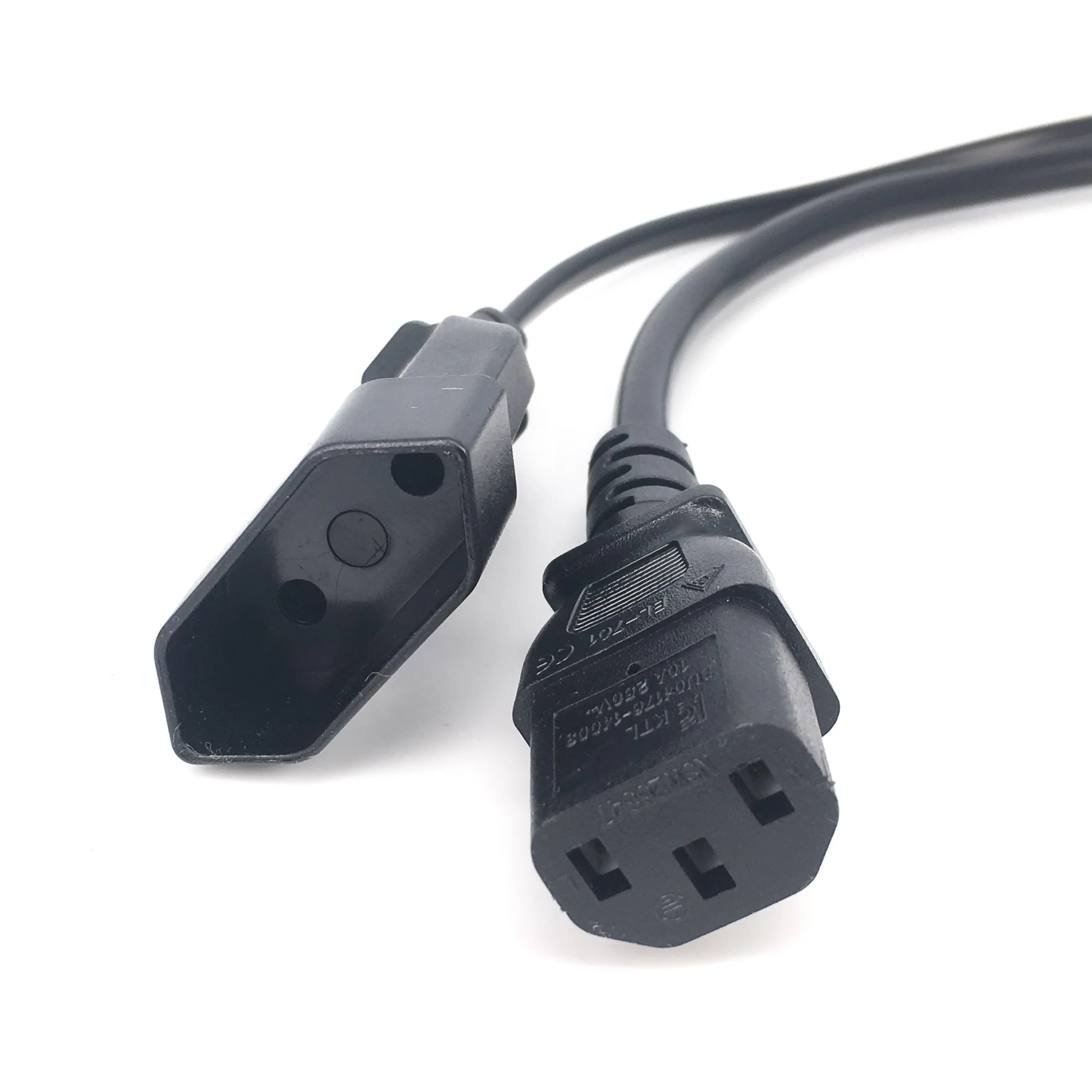 IEC320 3 pin C14 TO Male C13+2 hole EU 4.0mm Female socket AC power cord 0.3m Y Type Splitter Power Cord IEC320 3 pin C14 TO Ma