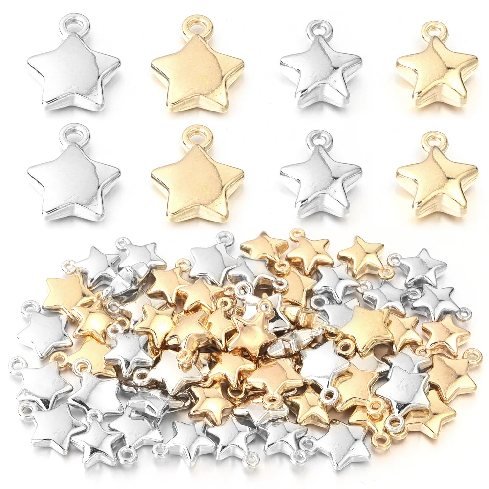 50 teile/los Sterne Perlen Anhänger Gold Lose Spacer Charms Für Schmuck Machen Erkenntnisse DIY Ohrringe Halskette Zubehör Großhandel