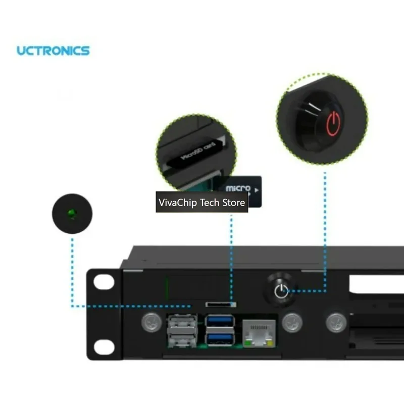 VivaCTUCTRONICS Raspberry Pi Rackmount Complete Enclosure Version 2.0 With PoE Functionality,