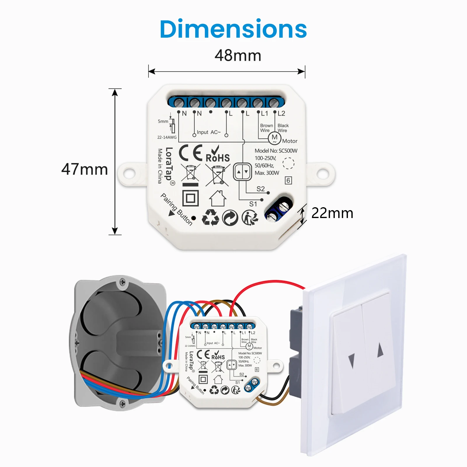 LoraTap Tuya Smart Life Curtain Blinds Roller Shutter Switch Relay Module App Remote Control Work with Alexa Google Assistant