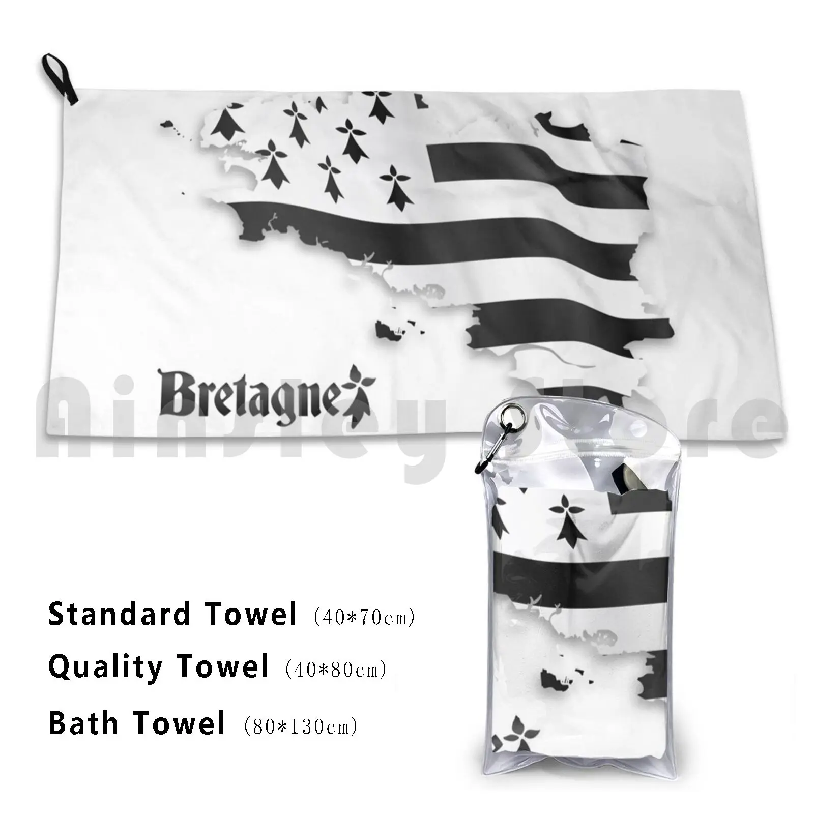 Bretagne United Flag Map Custom Towel Bath Towel Bretagne Breizh Breton Map Brittany France Flag Drapeau