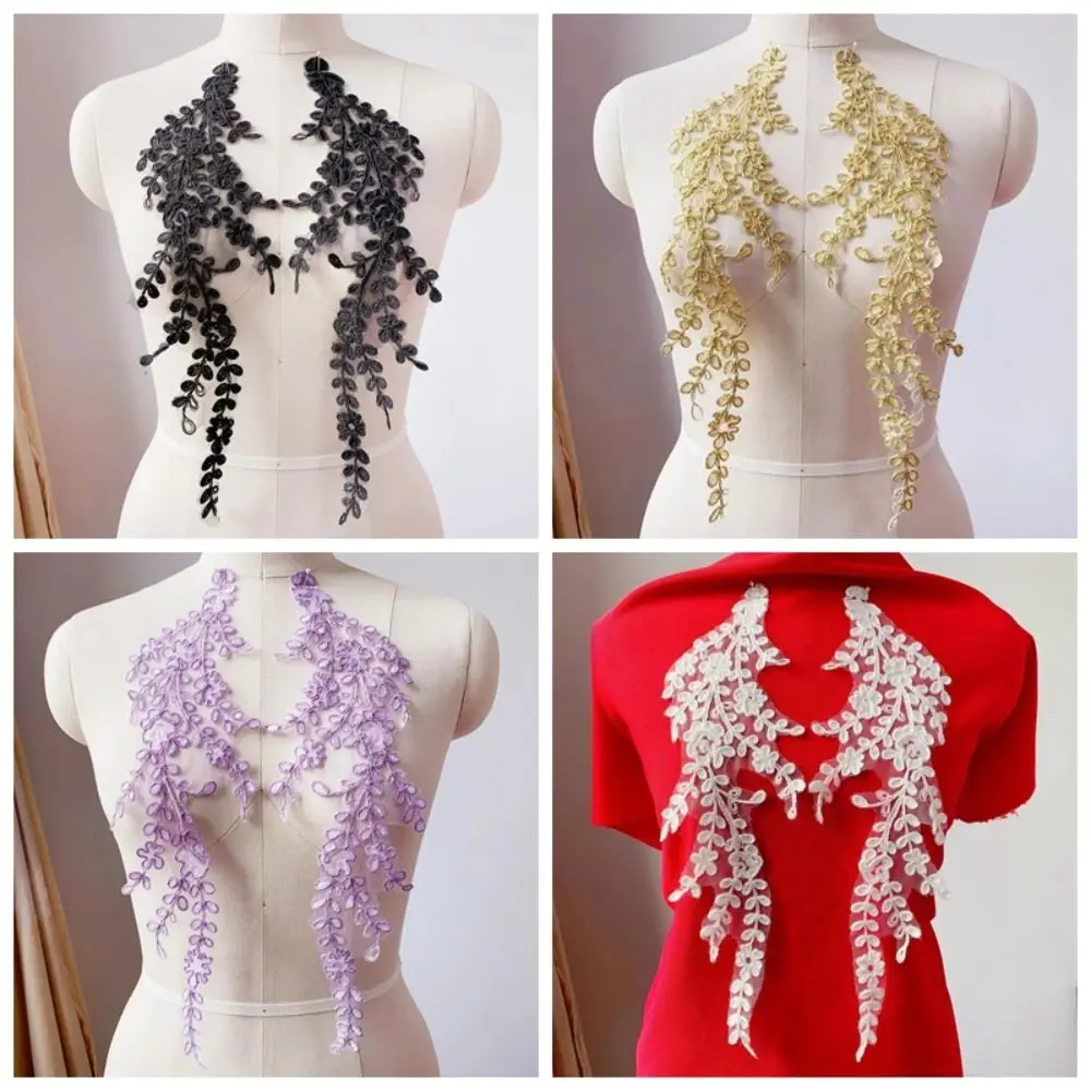 Mesh Embroidery Lace Trim Branch Flower Pattern Cotton Thread DIY Craft Lace Multi Colors Cord Bone Texture Floral Ribbon