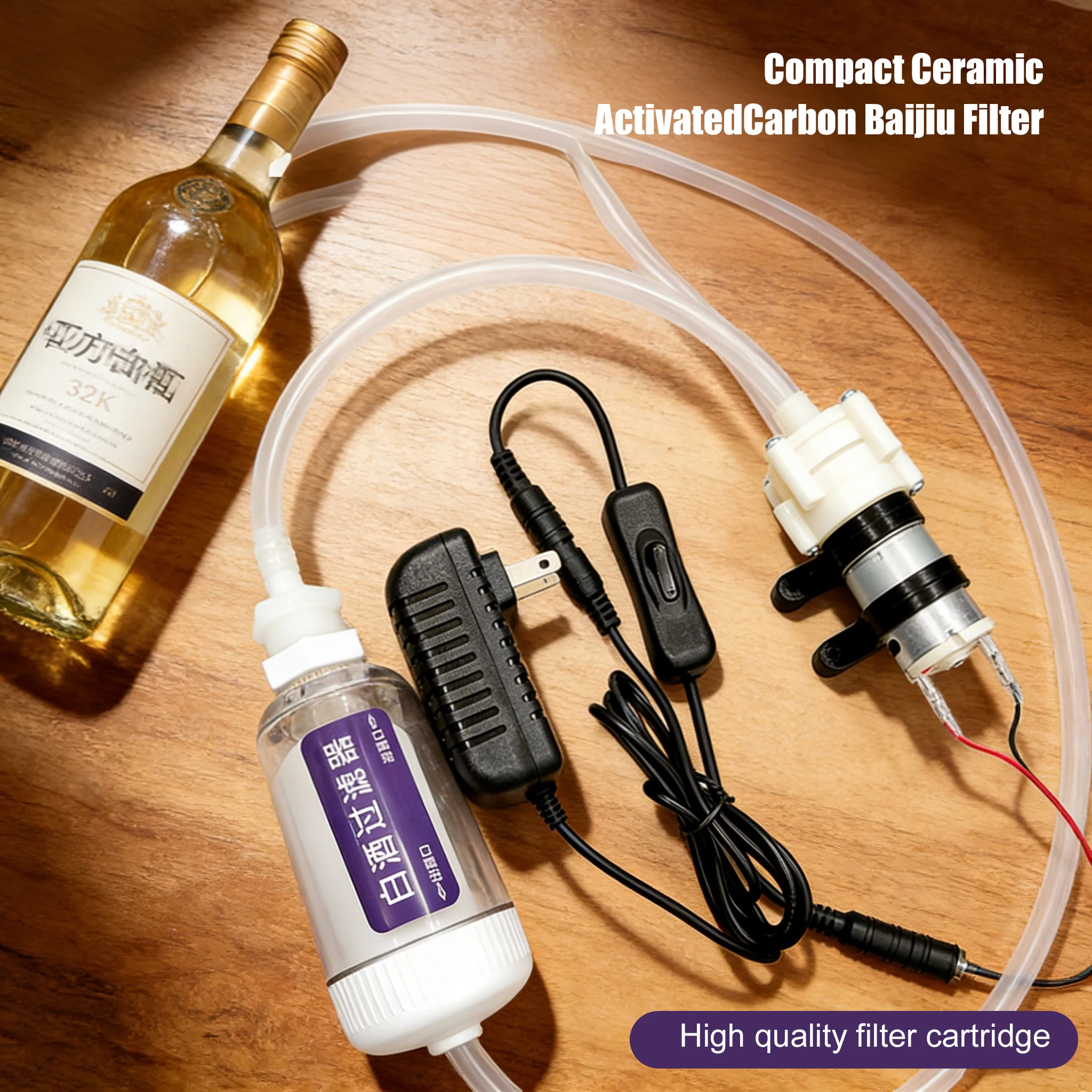 Home Brew Liquor Filter Machine Electric Liquor Filter Pump Ceramic Activated Carbon Alcohol Purifier with Electric Pump