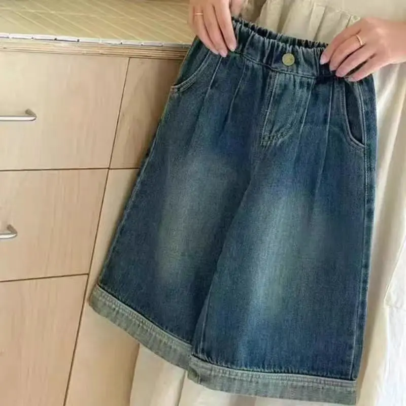 Pants Korean Version of Girls Denim Autumn New Item Fashionable and Versatile Casual Loose Wide Leg Jeans