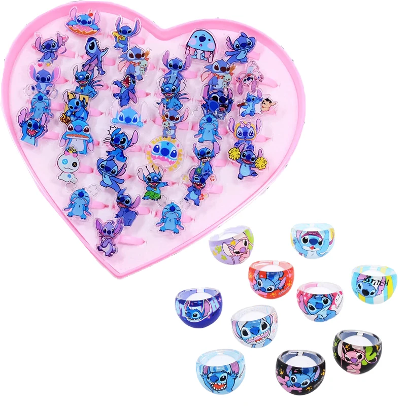 10/20pcs Disney Stitch Ring Cartoon Stitch Acrylic Children's Ring Party Gift Lilo & Stitch Boys Girls Toy Ring Cosplay Props