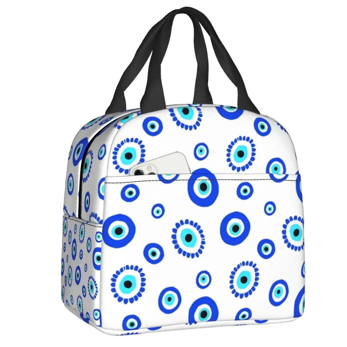 Custom Evil Eye Symbol Insulated Lunch Bag for Women Leakproof Lucky Charm Protection Amulet Thermal Cooler Lunch Box Travel