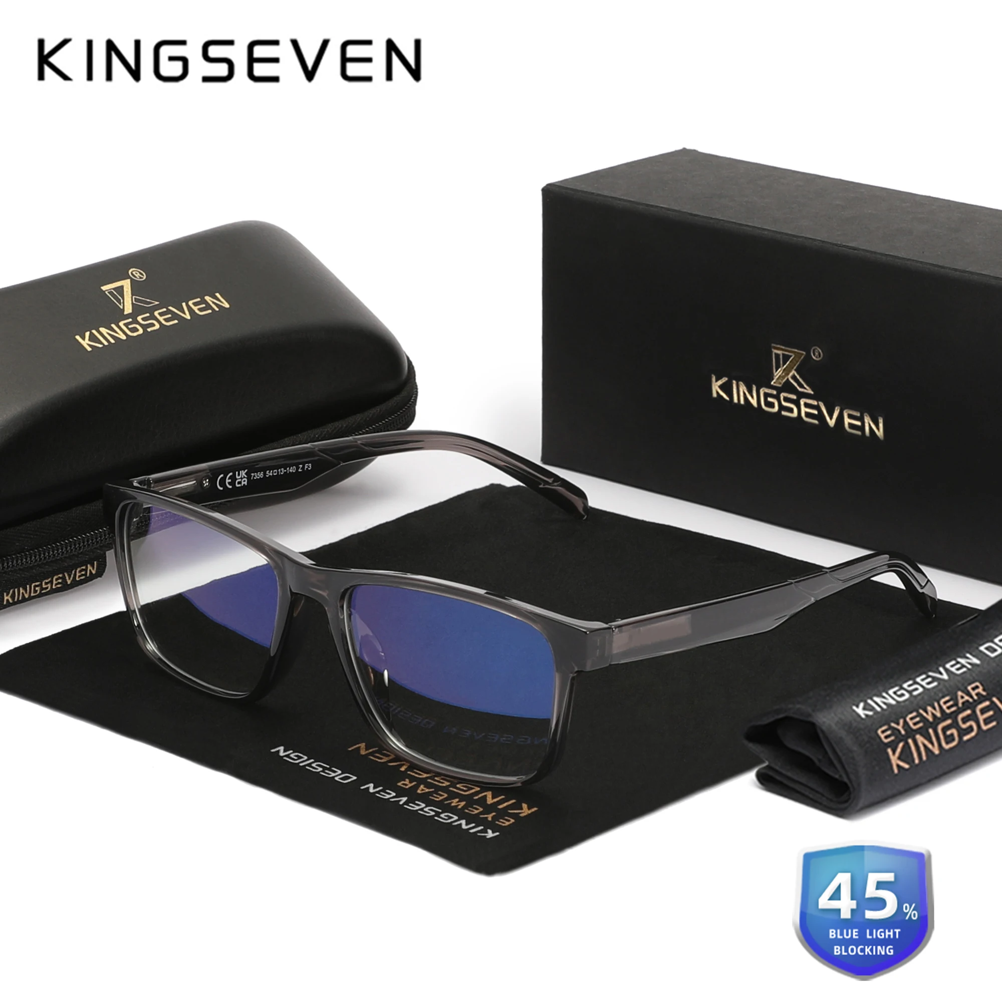 نظارات KINGSEVEN المضادة للأشعة الزرقاء للرجال/النساء، نظارات كمبيوتر واقية لحجب الضوء الأزرق للطلاب، نظارات عمل مستطيلة كلاسيكية #3