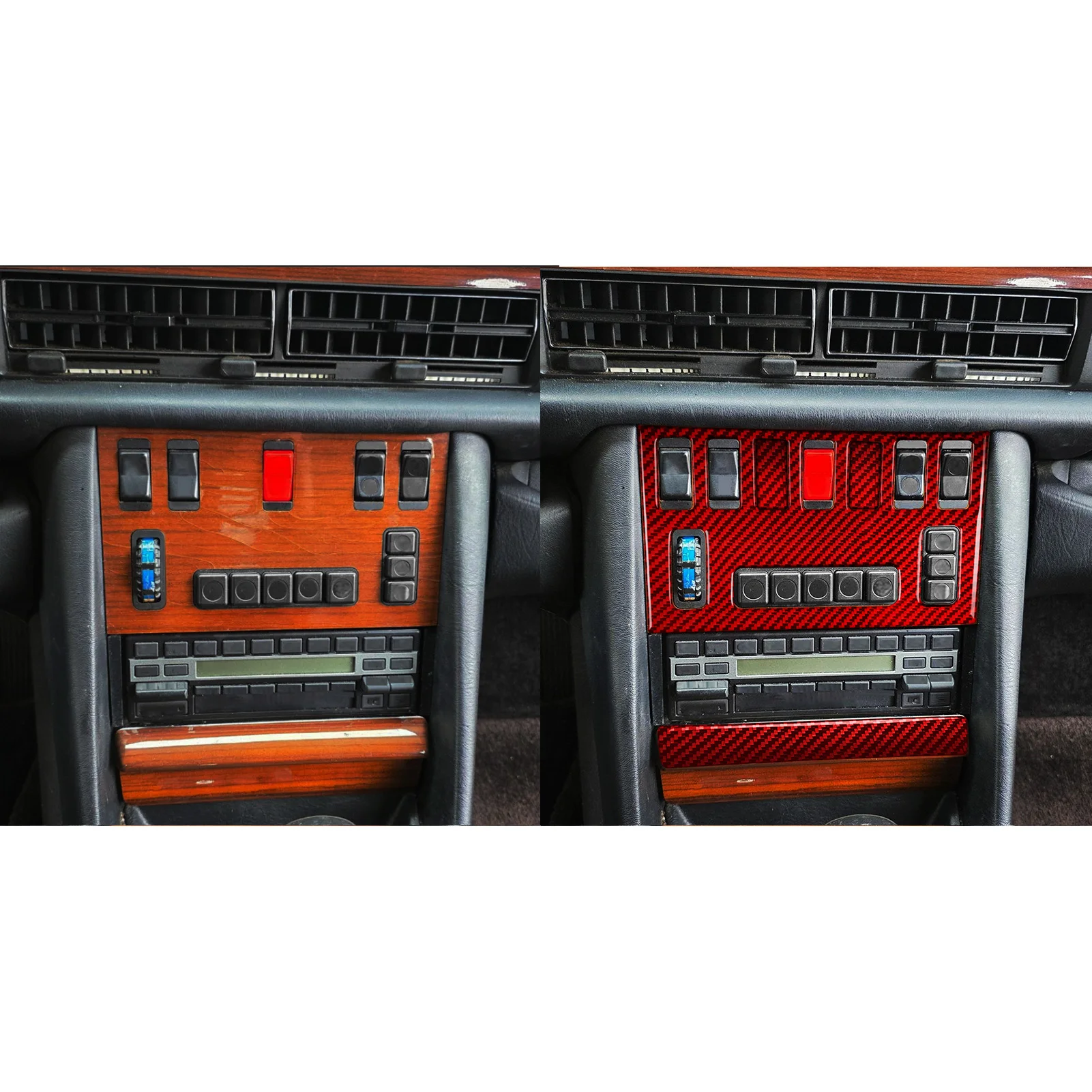 For Mercedes Benz S Class W126 1980-1991 Carbon Fiber Center Console Panel Kit Car Interior Accessorie Modification Trim Sticker