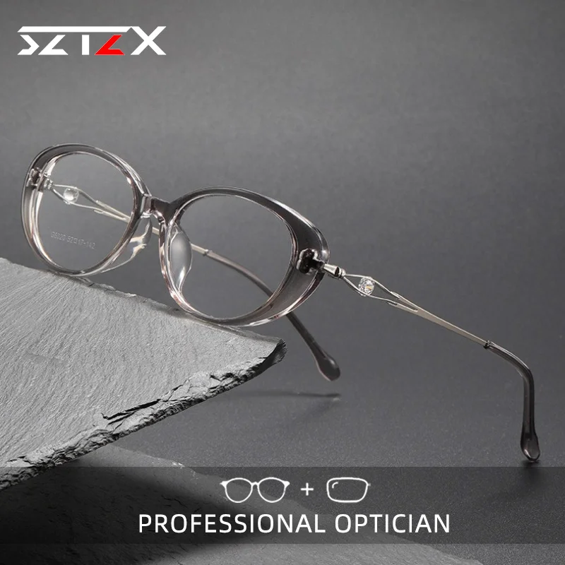 

SZTZX Trendy Minimalist Versatile Anti Blue Light Women Myopia Glasses Durable Cat Eye Progressive Prescription Reading Glasses