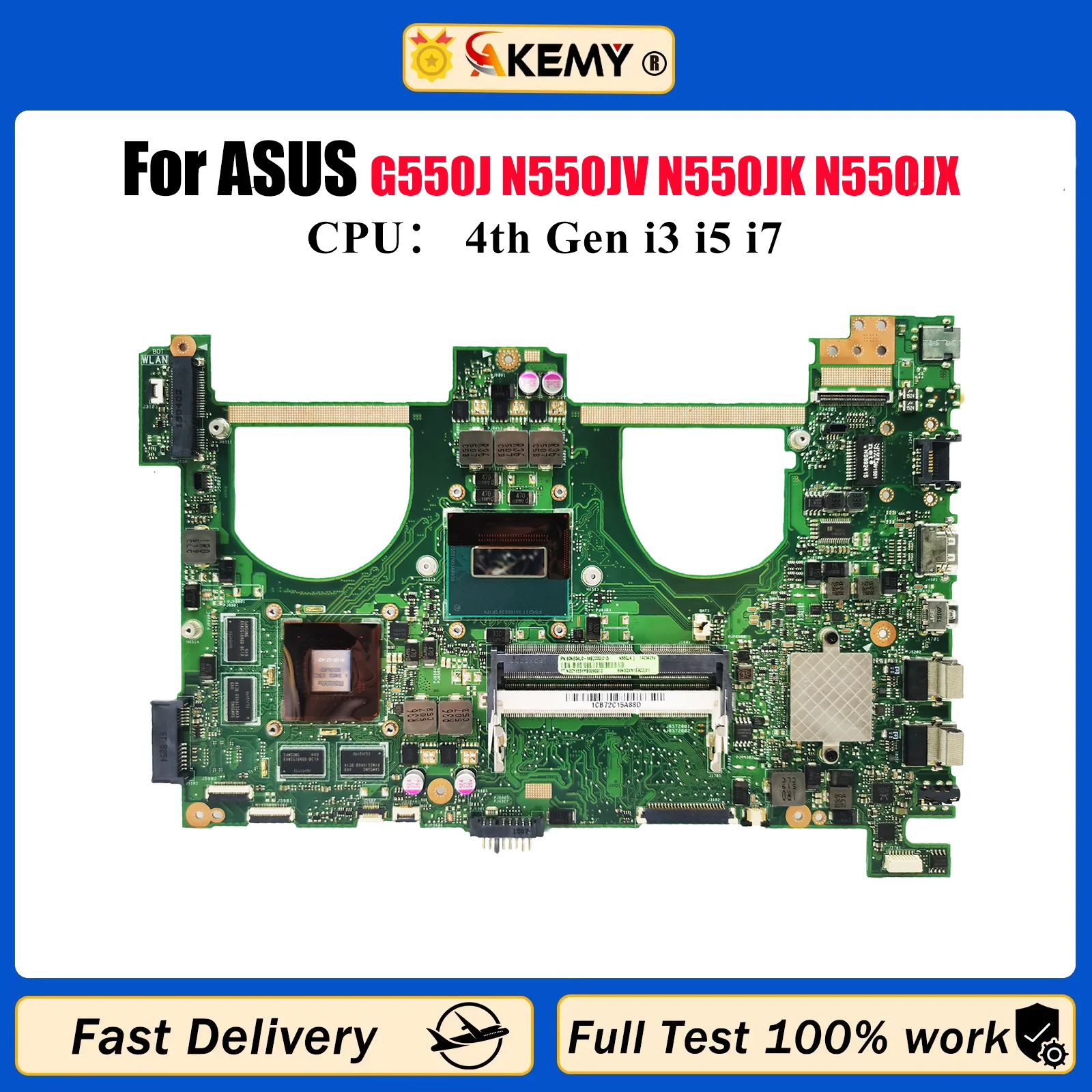 

N550JV Материнская плата для ноутбука ASUS ROG N550J G550J N550JV N550JK N550JX Материнская плата с процессором i3 i5 i7 100% tests OK stk