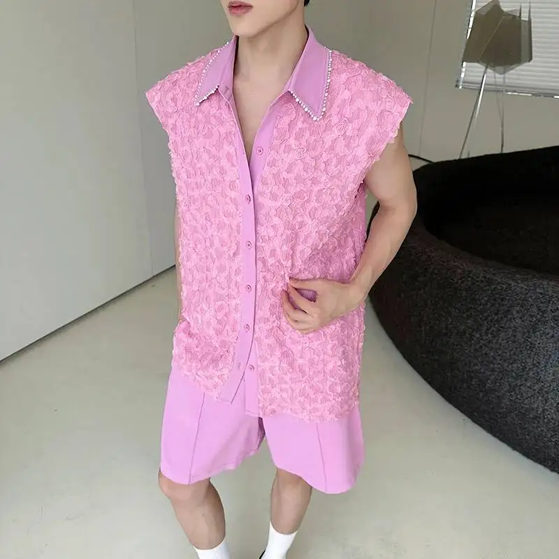 LUZHEN Tank Three-dimensional Patchwork Design Sleeveless 2025 Tops Summer Men's Elegant Handsome Shorts Two-piece Sets JY7065 - view 5