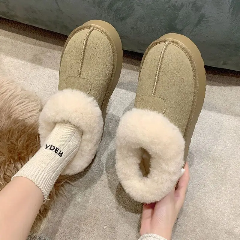 Thick soled snow boots for women with thickened Northeast cotton shoes and fur integrated bread and fur shoes