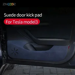 4Pcs Car Door Anti Kick Protection Pad Panel For Tesla Model 3, Model Y 2017-2023 Suede Auto Doors Anti-Dirty Trim