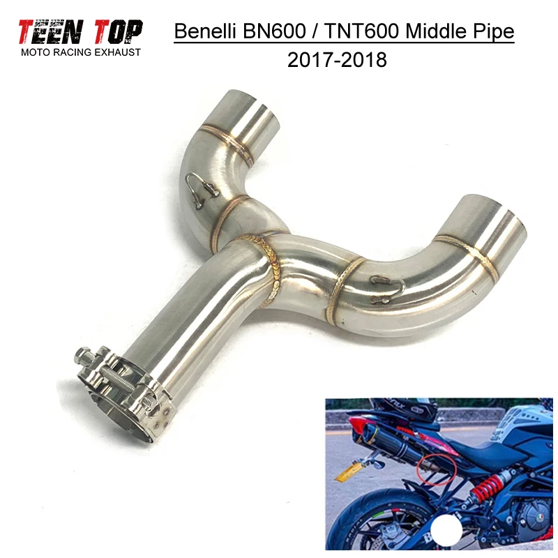 

For Benelli BN600 TNT600 Motorcycle Exhaust Middle Pipe 2017-2018 Stainless Steel Escape Moto Middle Link Tube Fit 51mm Muffler