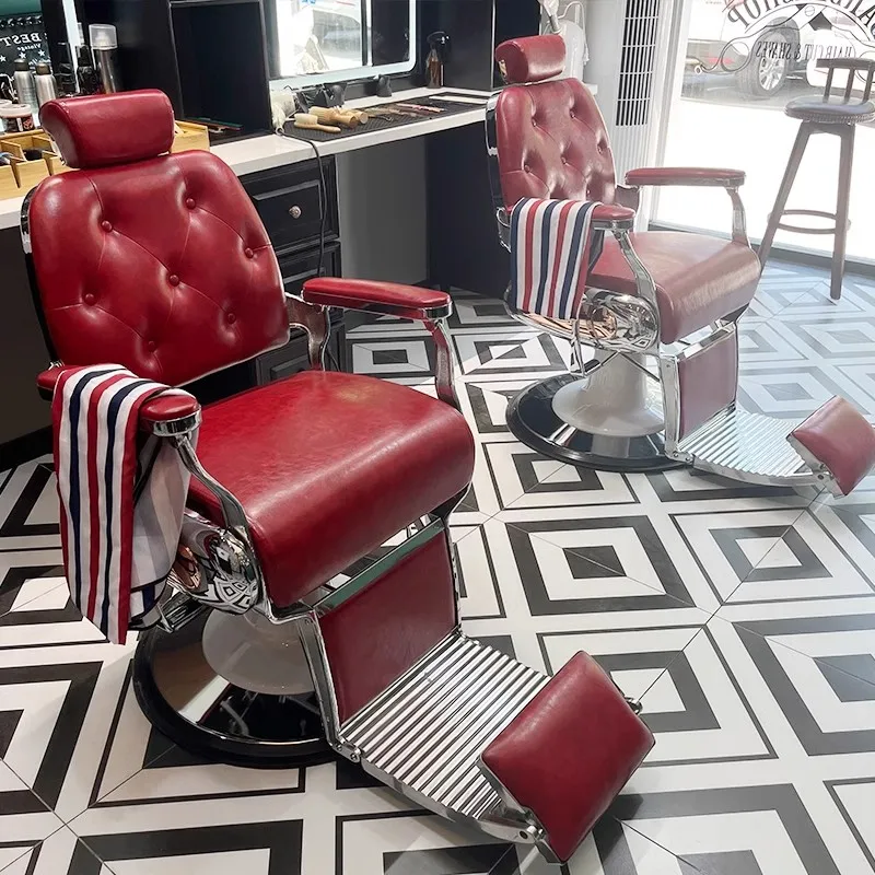 

Simple Retro Men's Oil Head Salon Barber Hair Shop Hair Salon Folded Hair Cutting Chair Sillon Para Faciales Hairsalon Furniture