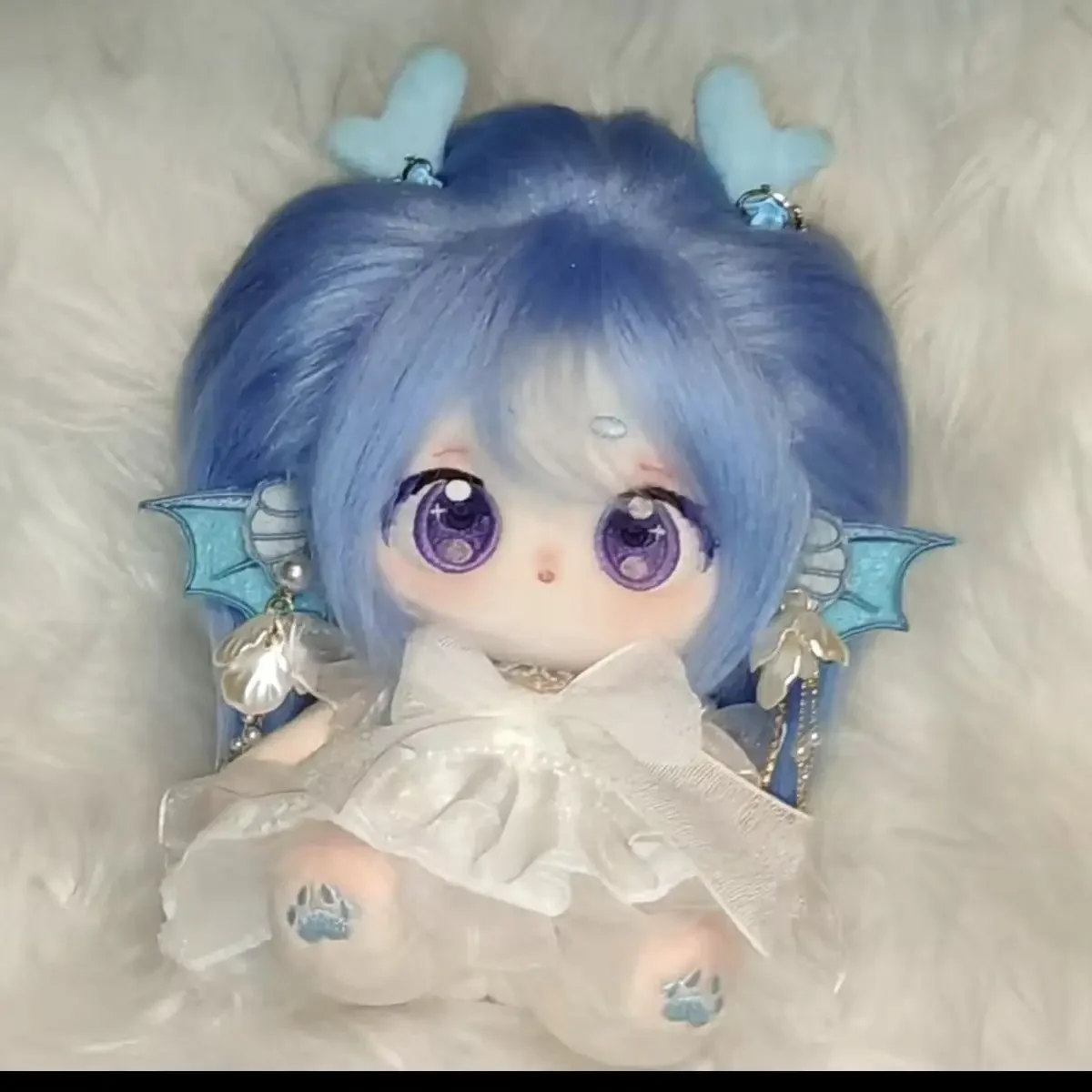 20cm Anime Game Xi Shi Honor of Kings Blue Hair Girl Soft Plush Body Dress Up Cotton Doll Stuffed Toys Cosplay Dolls Pillow Gift