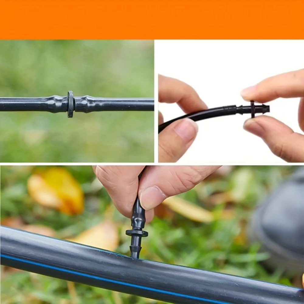 100Pcs Garden and Landscaping 4/7 Double Hook Drip Irrigation Hose Connectors, Garden and Field Irrigation Accessories