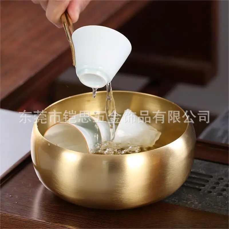 

Zen Tea Washing Cup Basin Home Tea Washer Pure Copper Large Tea Set Accessories Tea Washer Tea Bowl Tea Residue Jar Brush Washin