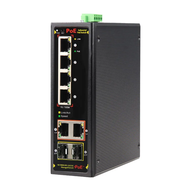 

JT-COM 6/10 портов L2, Промышленный Ethernet POE коммутатор, гигабитный Uplink POE коммутатор, с 2*1000m tp/sfp комбинированные порты