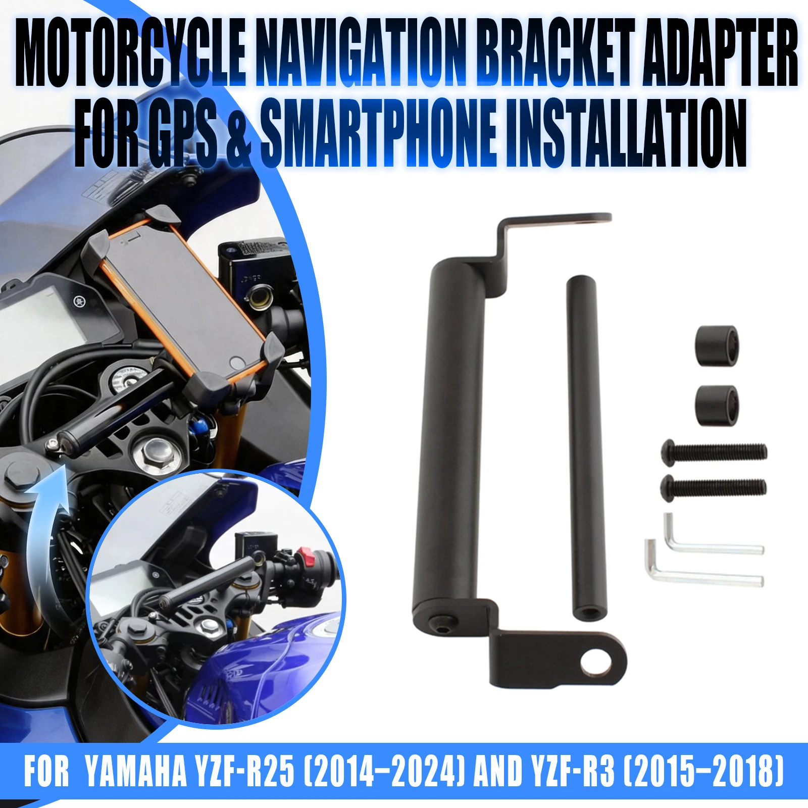Motorcycle GPS Navigation Bracket Smart Phone Holder Plate Adapt Levers For Yamaha YZF YZFR3 2015-2018 YZFR25 2014-2024