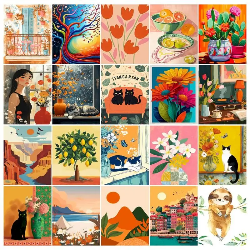 

SDOYUNO Oil Painting By Number Flower Drawing On Canvas HandPainted Painting Art Coloring By Number Flower Kits Home Decor Gift