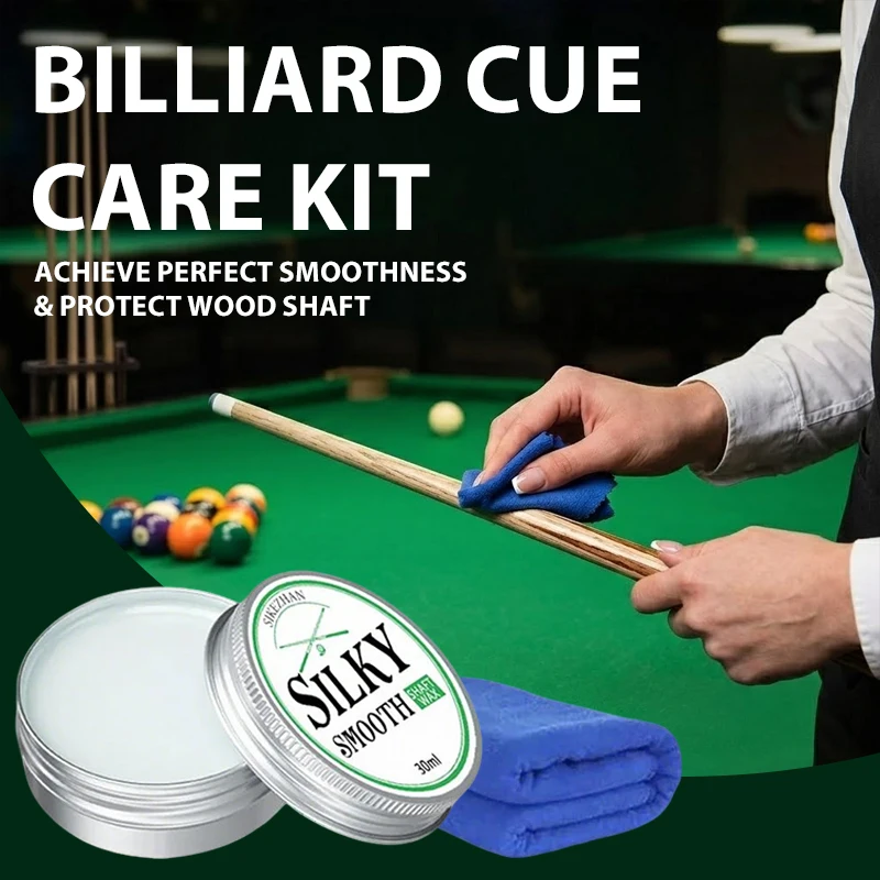 Complete Pool Cue Care Set Cue Shaft Polishing Wax with Cleaning Towel for Improved Stroke Accuracy and Stick Longevity