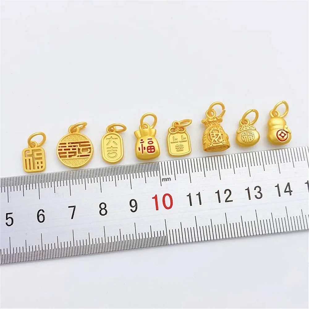 Colgante de sombrero de lingote de dinero de cobre y oro antiguo, Material pequeño hecho a mano para collar y pulsera Diy