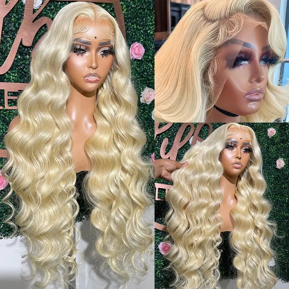 Blonde 613 150 Density HD Lace Wig 13x6 Human Hair 13X4 Frontal Blonde Colored   18 Inch Body Waves Glue-Free Waves Wig