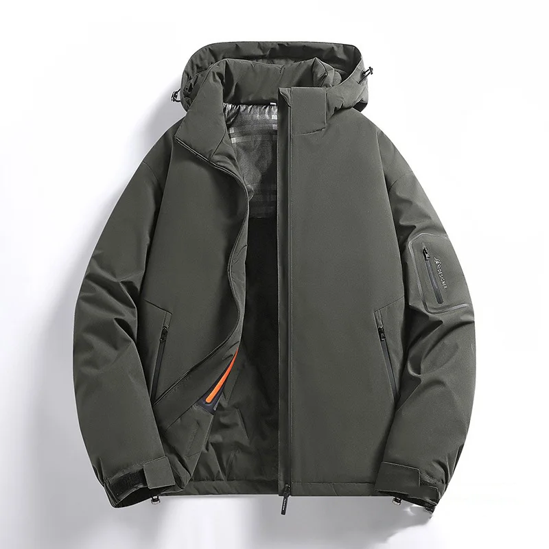 رجل البضائع معطف الخريف الشتاء Vintage رشاقته يندبروف الذكور ملابس خارجية سحاب أكمام طويلة انفصال مقنعين الرجال أسفل سترة